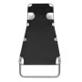 Tumbona plegable de acero con cojín de cabeza acero negra de vidaXL, Tumbonas - Ref: Foro24-41482, Precio: 66,74 €, Descuento: %