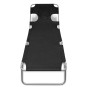 Tumbona plegable de acero con cojín de cabeza acero negra de vidaXL, Tumbonas - Ref: Foro24-41482, Precio: 86,33 €, Descuento: %