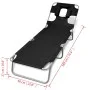 Tumbona plegable de acero con cojín de cabeza acero negra de vidaXL, Tumbonas - Ref: Foro24-41482, Precio: 66,74 €, Descuento: %