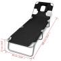 Tumbona plegable de acero con cojín de cabeza acero negra de vidaXL, Tumbonas - Ref: Foro24-41482, Precio: 86,33 €, Descuento: %