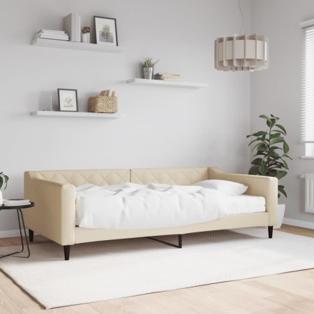 Sofá cama con colchón tela crema 100x200 cm de vidaXL, Camas y somieres - Ref: Foro24-3197417, Precio: 343,86 €, Descuento: %