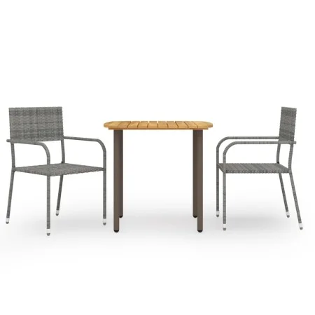 Juego de comedor de jardín 3 pzas ratán sintético gris de vidaXL, Conjuntos de jardín - Ref: Foro24-3072488, Precio: 183,41 €...
