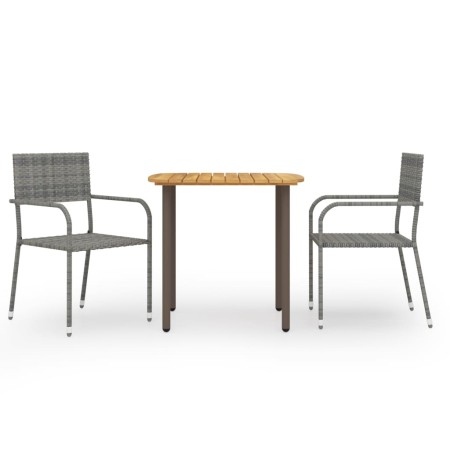 Juego de comedor de jardín 3 pzas ratán sintético gris de vidaXL, Conjuntos de jardín - Ref: Foro24-3072488, Precio: 194,70 €...