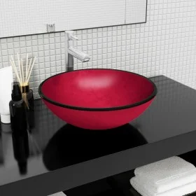 Rotes Waschbecken aus gehärtetem Glas, 42 x 14 cm von vidaXL, Sinkt - Ref: Foro24-345266, Preis: 51,43 €, Rabatt: %