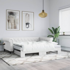 Sofá cama nido con colchón cuero sintético blanco 90x200 cm de vidaXL, Camas y somieres - Ref: Foro24-3197728, Precio: 469,75...