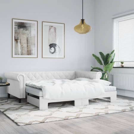 Sofá cama nido con colchón cuero sintético blanco 90x200 cm de vidaXL, Camas y somieres - Ref: Foro24-3197728, Precio: 469,75...