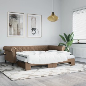 Sofá cama nido con colchón cuero sintético cappuccino 90x200 cm de vidaXL, Camas y somieres - Ref: Foro24-3197730, Precio: 46...