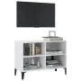 Mueble de TV con patas de metal blanco brillante 69,5x30x50 cm de vidaXL, Muebles TV - Ref: Foro24-805938, Precio: 42,50 €, D...