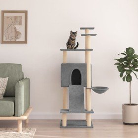 Rascador para gatos con postes de sisal gris claro 153 cm en Mobiliario para gatos | Comprar online en Foru.es