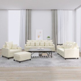 Juego de sofás con cojines 4 piezas terciopelo crema en Sofás | Comprar online en Foru.es