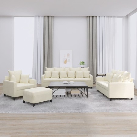Juego de sofás con cojines 4 piezas terciopelo crema en Sofás | Comprar online en Foru.es