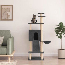 Rascador para gatos con postes de sisal gris oscuro 153 cm en Mobiliario para gatos | Comprar online en Foru.es