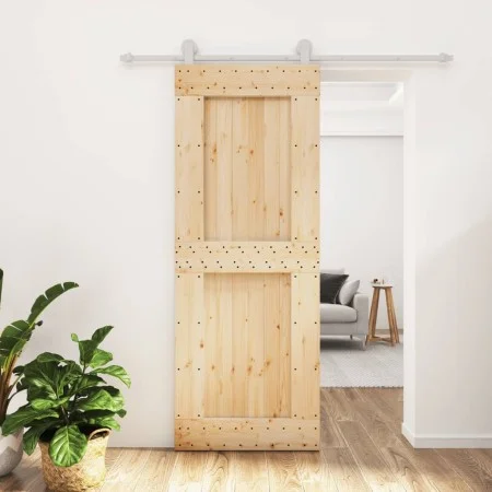 Puerta corredera con herrajes madera maciza de pino 80x210 cm by vidaXL, Doors - Ref: Foro24-3203091, Price: 209,22 €, Discou...