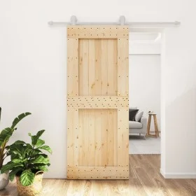 Puerta corredera con herrajes madera maciza de pino 85x210 cm de vidaXL, Puertas - Ref: Foro24-3203092, Precio: 212,00 €, Des...