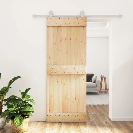 Puerta corredera con herrajes madera maciza de pino 80x210 cm von vidaXL, Türen - Ref: Foro24-3203087, Preis: 181,04 €, Rabat...