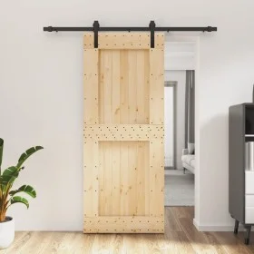 Schiebetür mit Beschlägen aus massivem Kiefernholz, 85 x 210 cm von vidaXL, Türen - Ref: Foro24-3202977, Preis: 178,90 €, Rab...