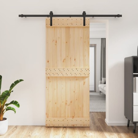 Puerta corredera con herrajes madera maciza de pino 85x210 cm de vidaXL, Puertas - Ref: Foro24-3202988, Precio: 156,09 €, Des...