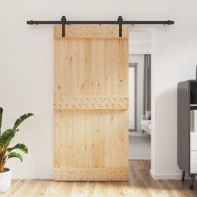 Puerta corredera con herrajes madera maciza de pino 100x210 cm de vidaXL, Puertas - Ref: Foro24-3202991, Precio: 204,53 €, De...