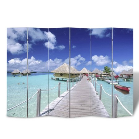 Biombo divisor plegable Playa 217x170 cm de vidaXL, Divisores de ambientes - Ref: Foro24-240480, Precio: 127,34 €, Descuento: %