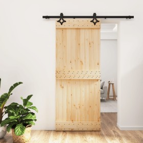 Puerta corredera con herrajes madera maciza de pino 85x210 cm de vidaXL, Puertas - Ref: Foro24-3203126, Precio: 168,21 €, Des...
