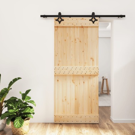 Puerta corredera con herrajes madera maciza de pino 90x210 cm de vidaXL, Puertas - Ref: Foro24-3203127, Precio: 186,61 €, Des...