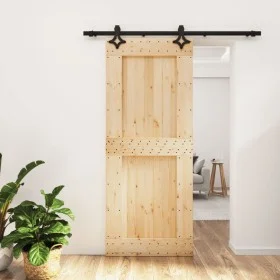 Schiebetür mit Beschlägen aus massivem Kiefernholz 85x210 cm von vidaXL, Türen - Ref: Foro24-3203130, Preis: 194,36 €, Rabatt: %