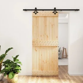 Schiebetür mit Beschlägen aus massivem Kiefernholz, 85 x 210 cm von vidaXL, Türen - Ref: Foro24-3203141, Preis: 163,97 €, Rab...