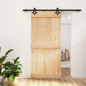 Puerta corredera con herrajes madera maciza de pino 95x210 cm de vidaXL, Puertas - Ref: Foro24-3203143, Precio: 183,59 €, Des...