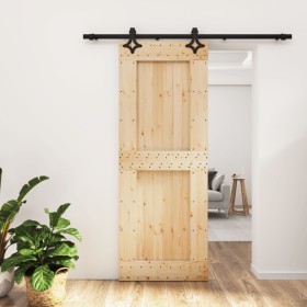 Puerta corredera con herrajes madera maciza de pino 80x210 cm de vidaXL, Puertas - Ref: Foro24-3203146, Precio: 194,98 €, Des...