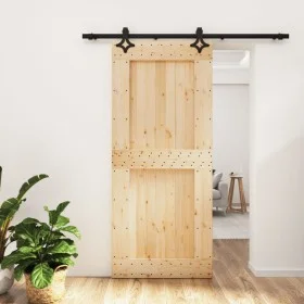 Schiebetür mit Beschlägen aus massivem Kiefernholz, 90 x 210 cm von vidaXL, Türen - Ref: Foro24-3203148, Preis: 200,64 €, Rab...