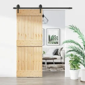 Puerta corredera con herrajes madera maciza de pino 80x210 cm de vidaXL, Puertas - Ref: Foro24-3203200, Precio: 154,36 €, Des...