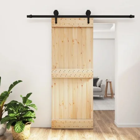 Puerta corredera con herrajes madera maciza de pino 80x210 cm de vidaXL, Puertas - Ref: Foro24-3203231, Precio: 157,45 €, Des...