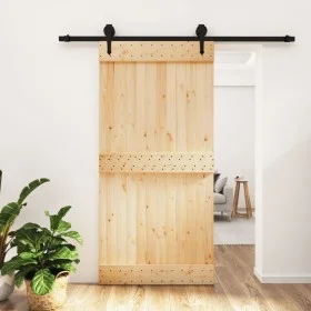 Puerta corredera con herrajes madera maciza de pino 100x210 cm de vidaXL, Puertas - Ref: Foro24-3203235, Precio: 199,65 €, De...