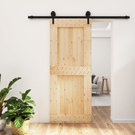 Puerta corredera con herrajes madera maciza de pino 85x210 cm de vidaXL, Puertas - Ref: Foro24-3203238, Precio: 182,61 €, Des...