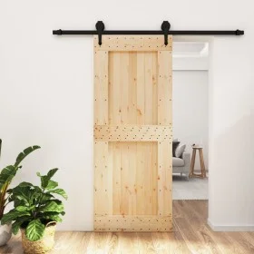 Puerta corredera con herrajes madera maciza de pino 85x210 cm de vidaXL, Puertas - Ref: Foro24-3203238, Precio: 180,87 €, Des...