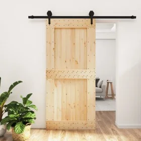 Puerta corredera con herrajes madera maciza de pino 95x210 cm de vidaXL, Puertas - Ref: Foro24-3203240, Precio: 187,04 €, Des...