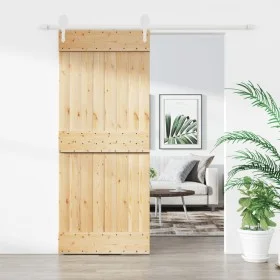 Puerta corredera con herrajes madera maciza de pino 85x210 cm de vidaXL, Puertas - Ref: Foro24-3203256, Precio: 172,56 €, Des...