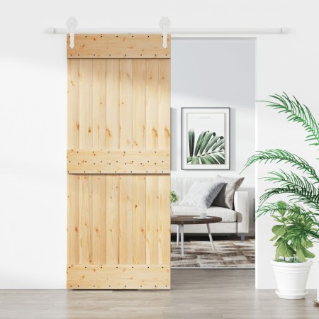 Puerta corredera con herrajes madera maciza de pino 85x210 cm de vidaXL, Puertas - Ref: Foro24-3203256, Precio: 175,30 €, Des...
