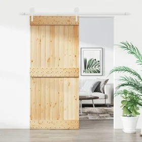 Schiebetür mit Beschlägen aus massivem Kiefernholz 90x210 cm von vidaXL, Türen - Ref: Foro24-3203257, Preis: 191,53 €, Rabatt: %