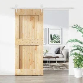 Puerta corredera con herrajes madera maciza de pino 90x210 cm de vidaXL, Puertas - Ref: Foro24-3203263, Precio: 207,12 €, Des...