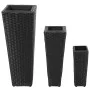 Conjunto de arriates de ratán sintético negro 3 piezas de vidaXL, Maceteros y jardineras - Ref: Foro24-40534, Precio: 87,39 €...