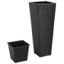 Conjunto de arriates de ratán sintético negro 3 piezas de vidaXL, Maceteros y jardineras - Ref: Foro24-40534, Precio: 87,39 €...