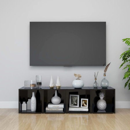 Muebles TV 4 uds madera contrachapada negro brillo 37x35x37 cm de vidaXL, Muebles TV - Ref: Foro24-805521, Precio: 58,26 €, D...