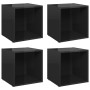 Muebles TV 4 uds madera contrachapada negro brillo 37x35x37 cm de vidaXL, Muebles TV - Ref: Foro24-805521, Precio: 58,26 €, D...