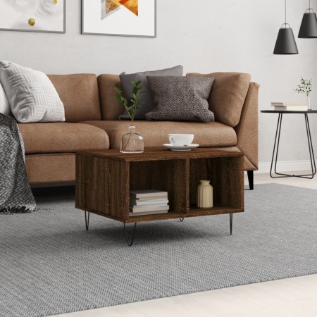Mesa de centro madera contrachapada marrón roble 60x50x36,5 cm de vidaXL, Mesas de centro - Ref: Foro24-830547, Precio: 44,19...