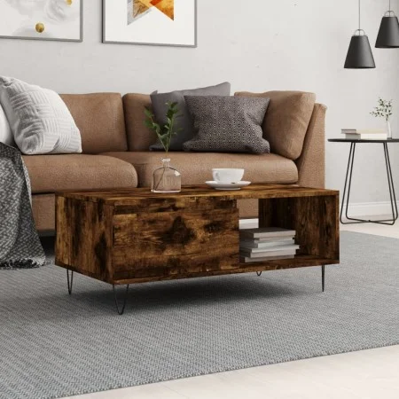 Mesa de centro madera contrachapada roble ahumado 90x50x36,5 cm de vidaXL, Mesas de centro - Ref: Foro24-830569, Precio: 61,0...