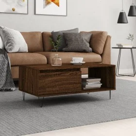Mesa de centro madera contrachapada marrón roble 90x50x36,5 cm de vidaXL, Mesas de centro - Ref: Foro24-830571, Precio: 61,44...