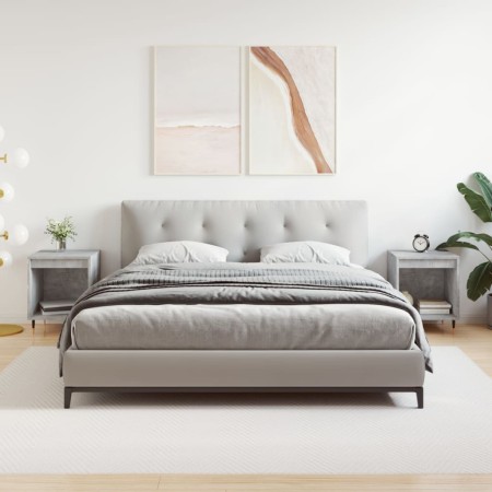 Mesitas noche 2 uds madera ingeniería gris hormigón 40x35x50 cm de vidaXL, Mesitas de noche - Ref: Foro24-830709, Precio: 39,...