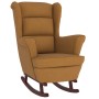 Silla mecedora con patas de madera de caucho terciopelo marrón de vidaXL, Mecedoras - Ref: Foro24-329371, Precio: 262,22 €, D...