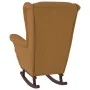 Silla mecedora con patas de madera de caucho terciopelo marrón de vidaXL, Mecedoras - Ref: Foro24-329371, Precio: 295,20 €, D...
